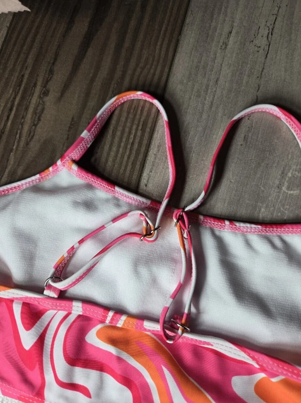 SHEIN Pink & Orange Swirl Two-Piece Bikini Set Teen Girl Size 12-13 Years NWOT